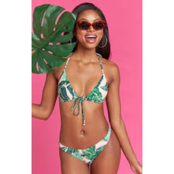 💕SHOW ME YOUR MUMU💕 Santorini Tie Top ~ Beverly Barbie Leaf Print XS NWT - Picture 2 of 8
